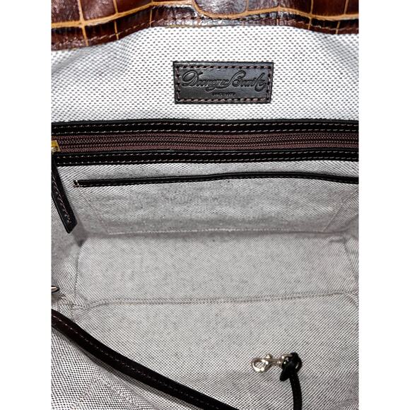 Dooney & Bourke Duck Logo Brown Embossed Crocodile Leather Purse Toe Handbag - Picture 10 of 12